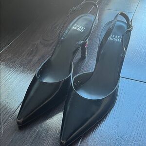STUART WEITZMAN. Black slingback pumps with jewels. Size 7.5. Never worn